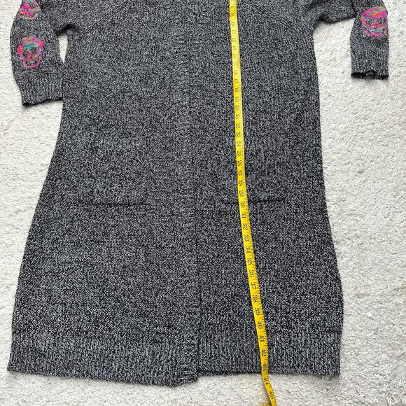 Torrid Lovesick Long Sleeve Raglan Duster Cardigan Space Dye Rainbow Skull Sz: 3 - Picture 5 of 8